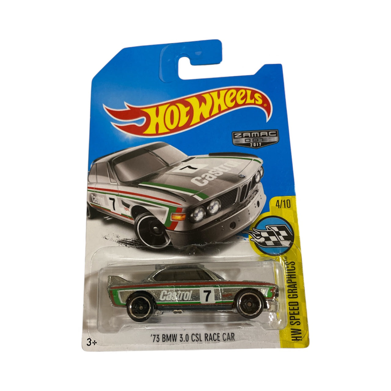Hot Wheels ’73 BMW 3.0 CSL – ZAMAC – HW Speed Graphics 4/10 – Castrol – Mint on Card