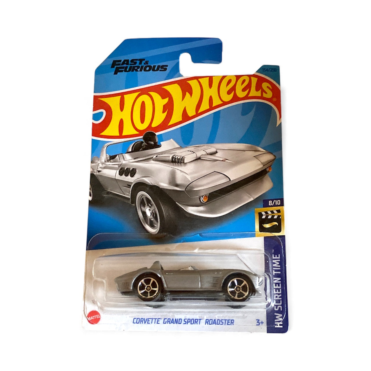 Hot Wheels – Fast & Furious Corvette Grand Sport Roadster – HW Screen Time – Silver – Mint Card