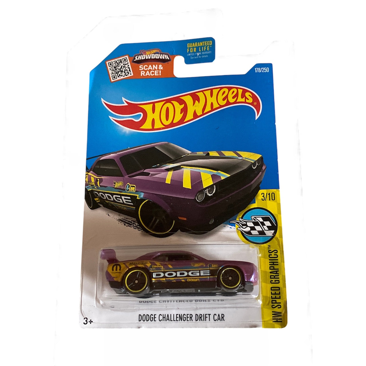 Hot Wheels Dodge Challenger Drift Car – HW Speed Graphics – 3/10 – Bent Card