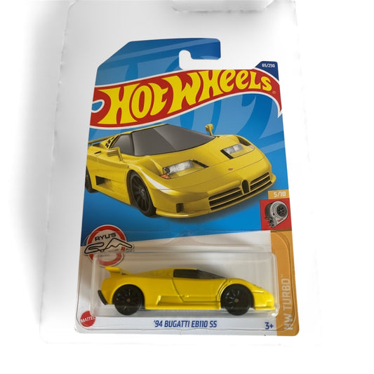 Hot Wheels ’94 Bugatti EB110 SS – Yellow – HW Turbo 5/10 – #65/250 – Mint on Card