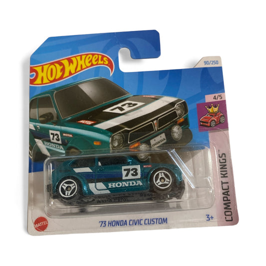 Hot Wheels – ’73 Honda Civic Custom – Compact Kings 4/5 – 90/250 – Teal – Card Wear (Top Crease)
